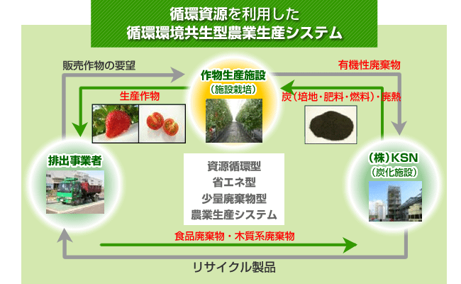 循環資源を利用した循環環境共生型農業生産システムの図