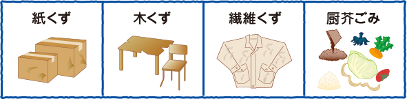 紙くず・木くず・繊維くず・厨芥ごみ